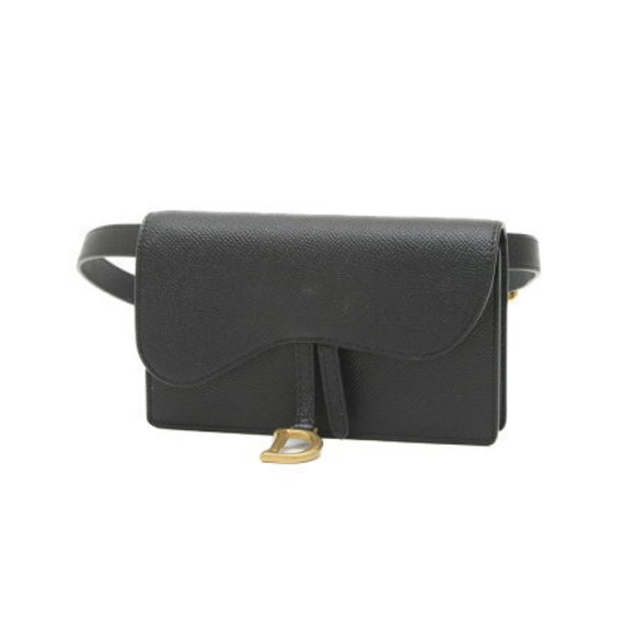Dior Saddle Belt Pouch Waist Bag Black Leather - Picture 1 of 7
